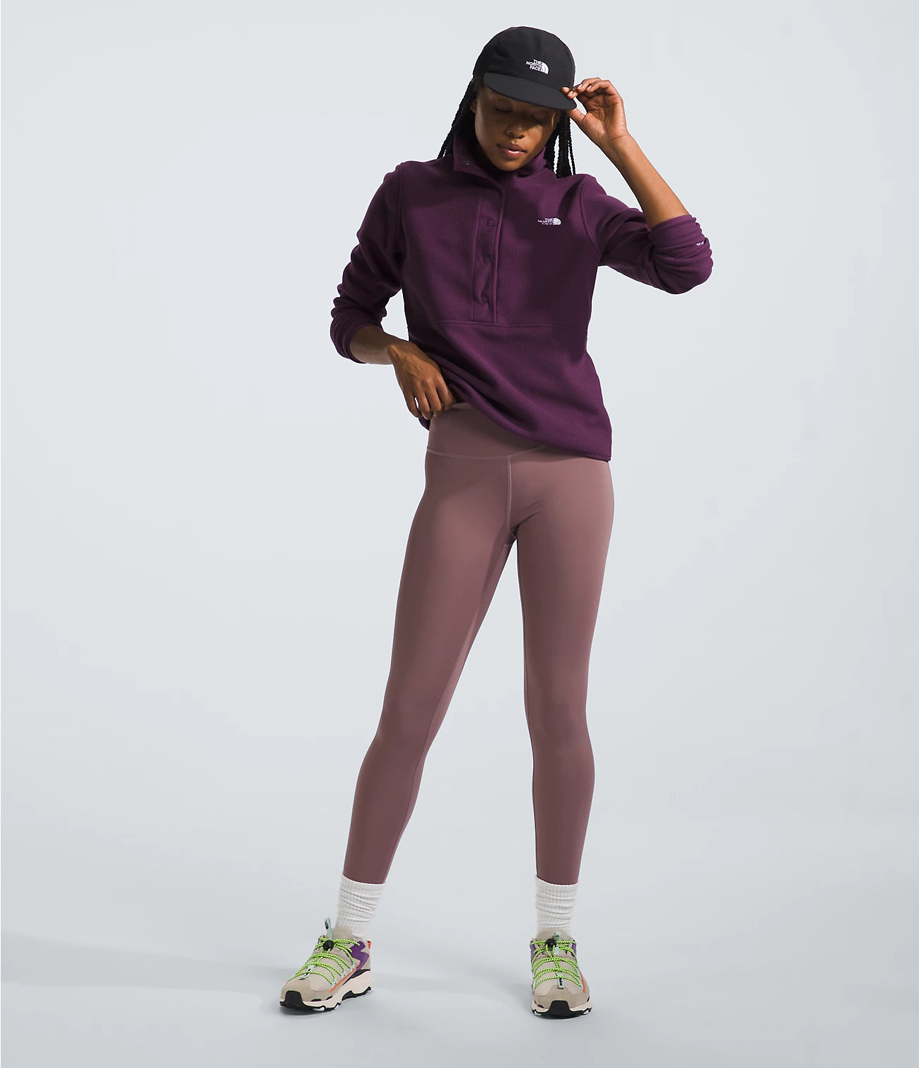 Manteau avec demi-fermeture à glissière avec bouton-pression en Polartec 100 style alpin pour femmes