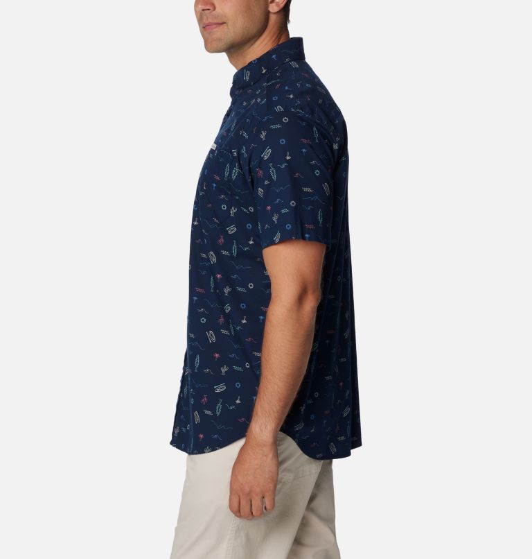 Men's Rapid Rivers™ Printed Short Sleeve Shirt - COLLEGIATE NAVY EXPLORER