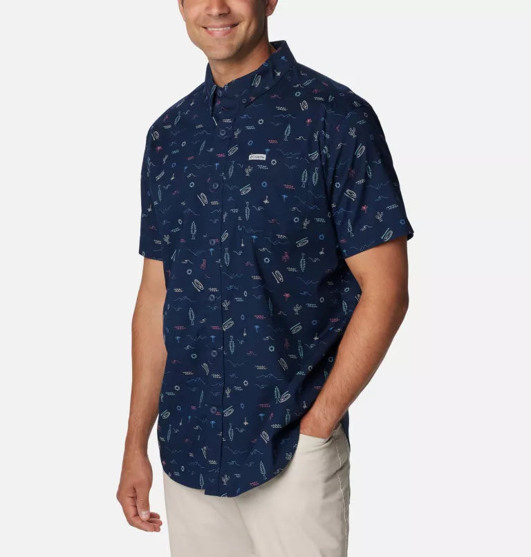 Men's Rapid Rivers™ Printed Short Sleeve Shirt - COLLEGIATE NAVY EXPLORER