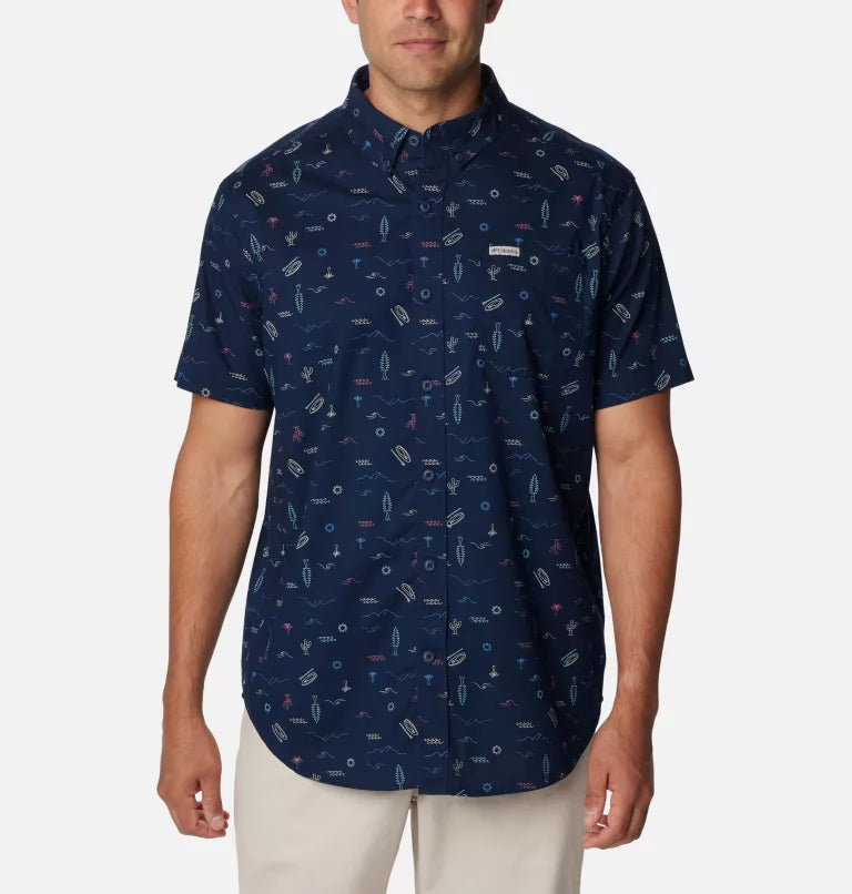 Men's Rapid Rivers™ Printed Short Sleeve Shirt - COLLEGIATE NAVY EXPLORER