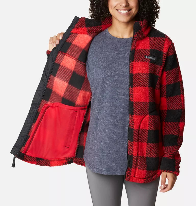 Women's West Bend™ Full Zip Fleece Jacket - 658-Red Lily Check Print