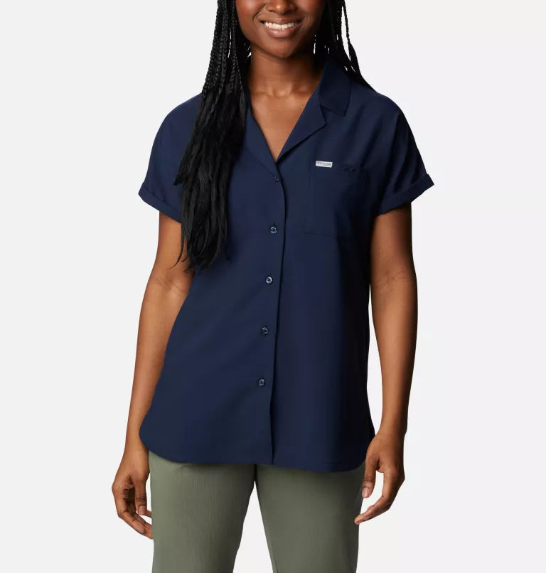 Chemise tissée à manches courtes Sun Drifter Femme - COLLEGIATE NAVY