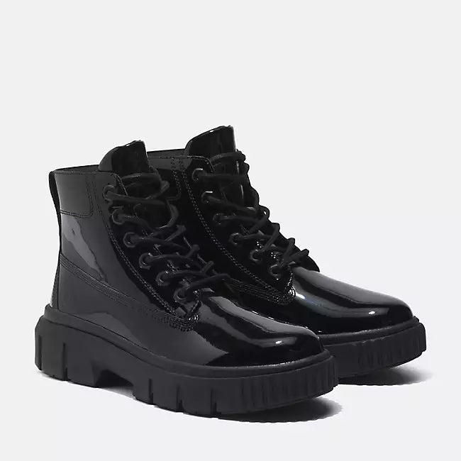 Women's Greyfield Leather Boot - black full-grain patent leather