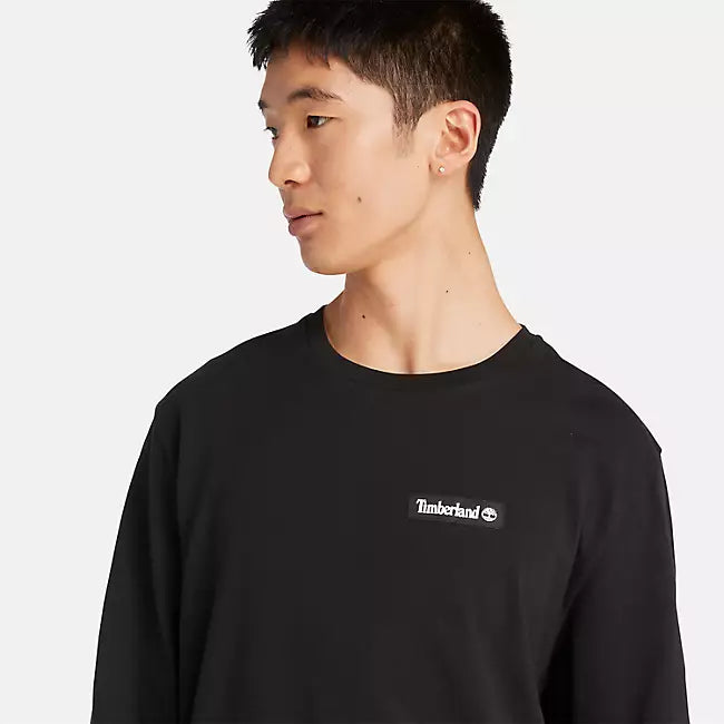 Long Sleeve Heavyweight Woven Badge T-Shirt - black