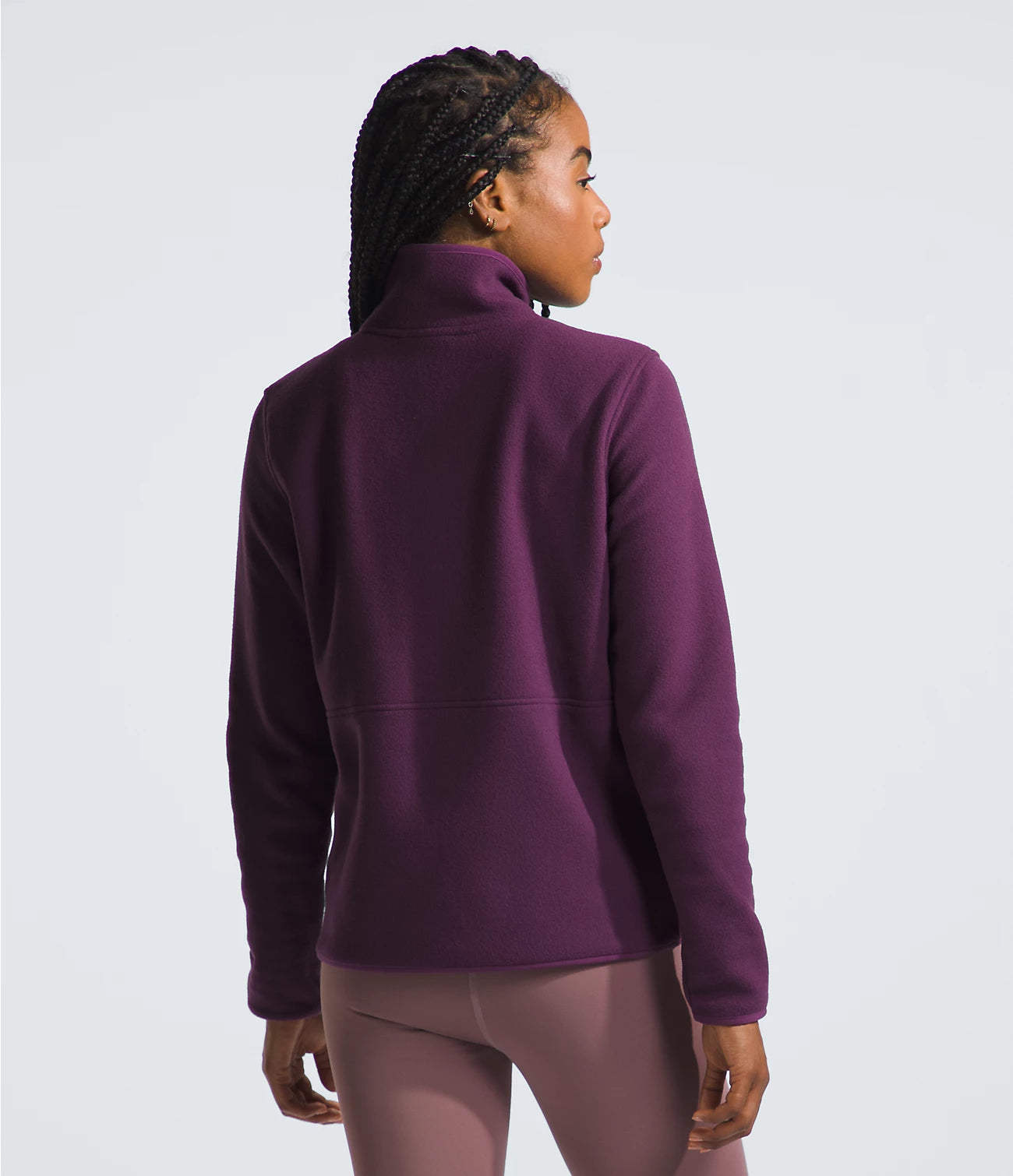 Manteau avec demi-fermeture à glissière avec bouton-pression en Polartec 100 style alpin pour femmes - BLACK CURRANT