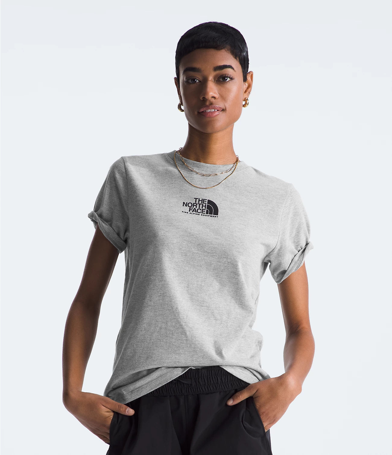 Women’s court-Sleeve Fine de style alpin t-shirt - TNF LIGHT GREY HEA