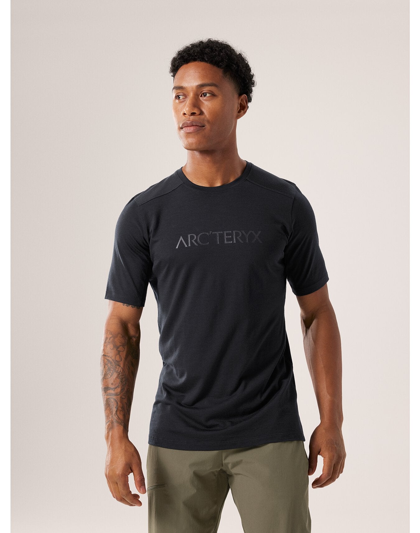 T-shirt en laine mérinos Ionia avec logo Arc’Word MC Homme - BLACK