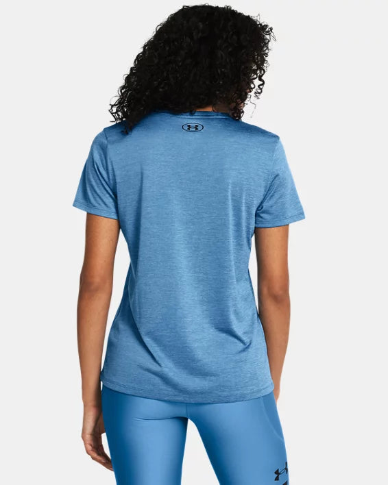 T-shirt avec encolure en V UA Tech Twist pour femmes - BLUE - 444