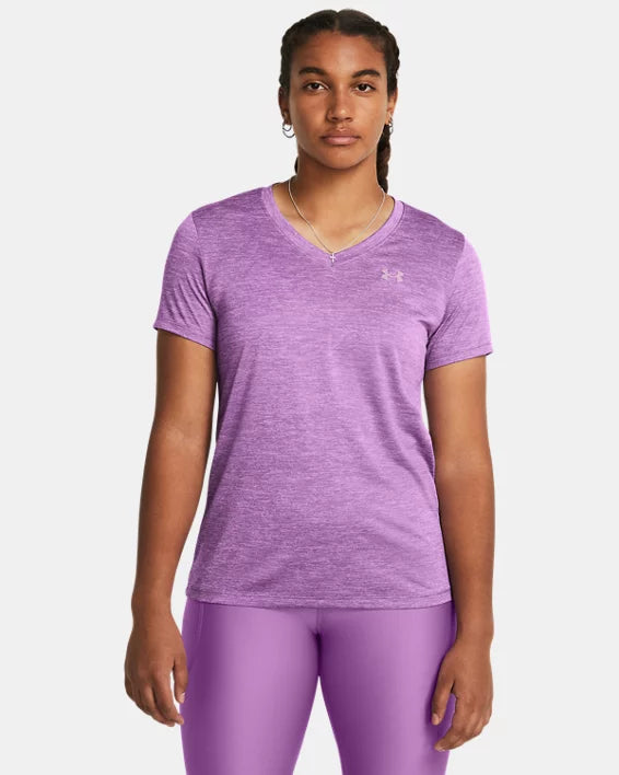 T-shirt avec encolure en V UA Tech™ Twist pour femmes - PURPLE - 560