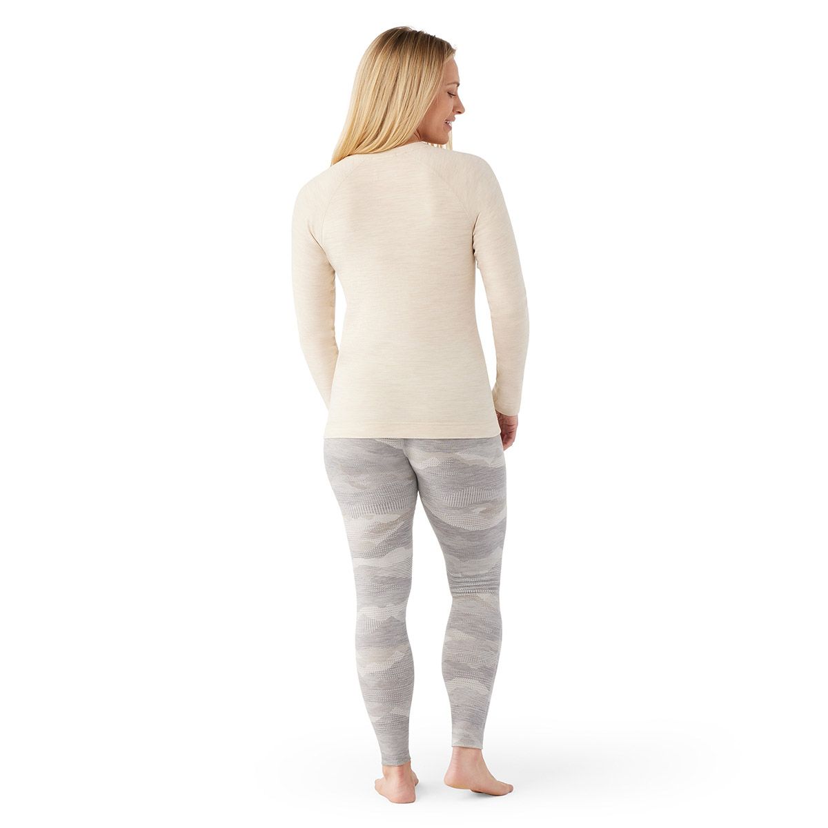 Haut de base thermal Merino classique à encolure ronde en boîte pour femmes - ALMOND HEATHER