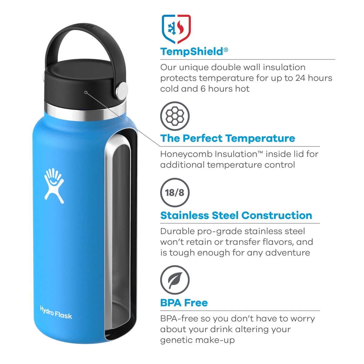 Insulated bottle 32oz (946ml) Wide Mouth